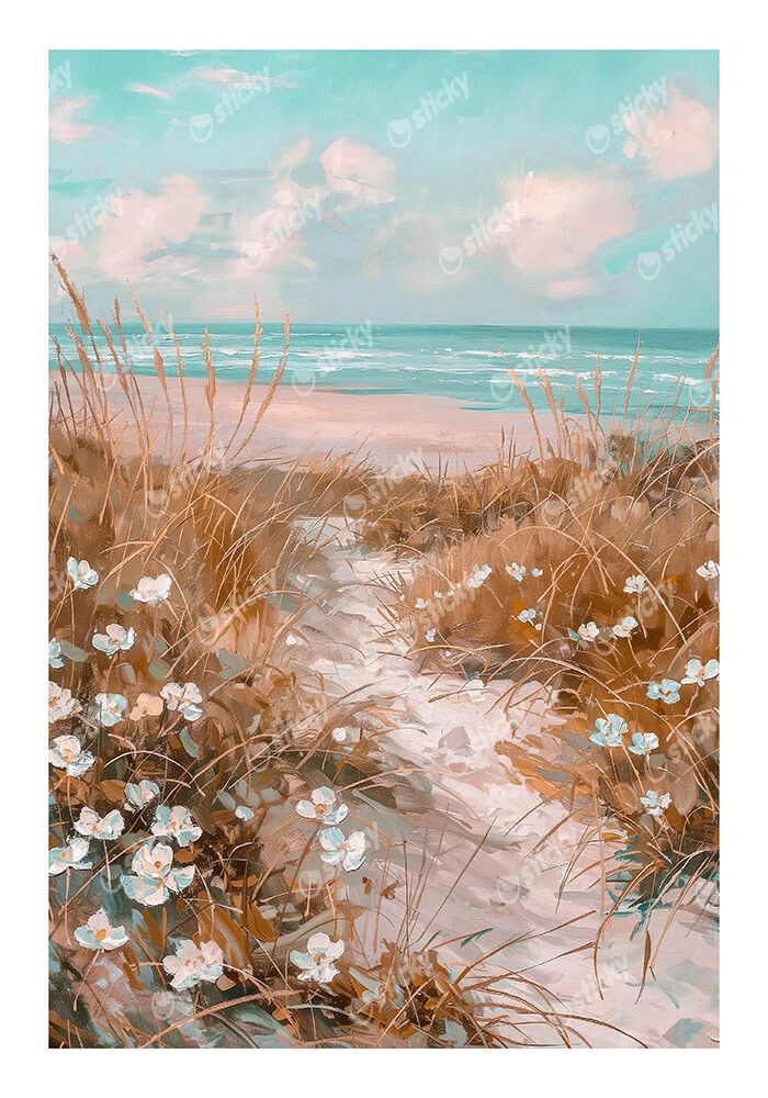 Poster VINTAGE PASTEL BEACH PATH 4