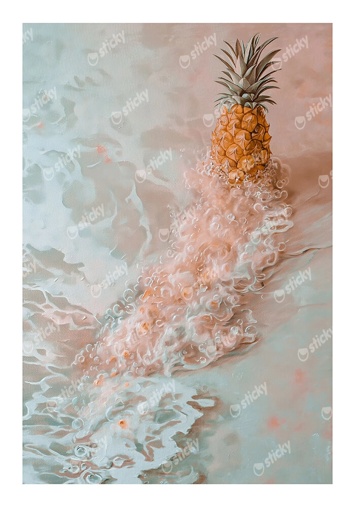 Poster VINTAGE PASTEL BEACH PINEAPPLE 2
