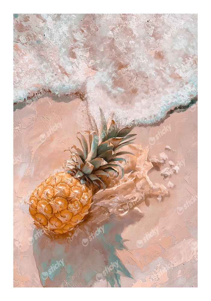 Poster VINTAGE PASTEL BEACH PINEAPPLE