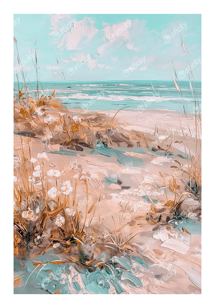 Poster VINTAGE PASTEL BEACH VIEW
