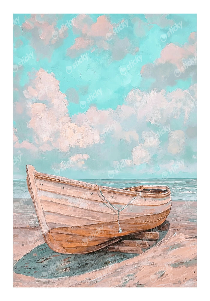 Poster VINTAGE PASTEL BOAT