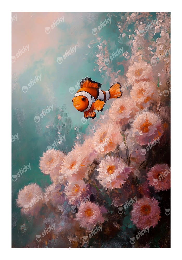 Poster VINTAGE PASTEL CLOWN FISH