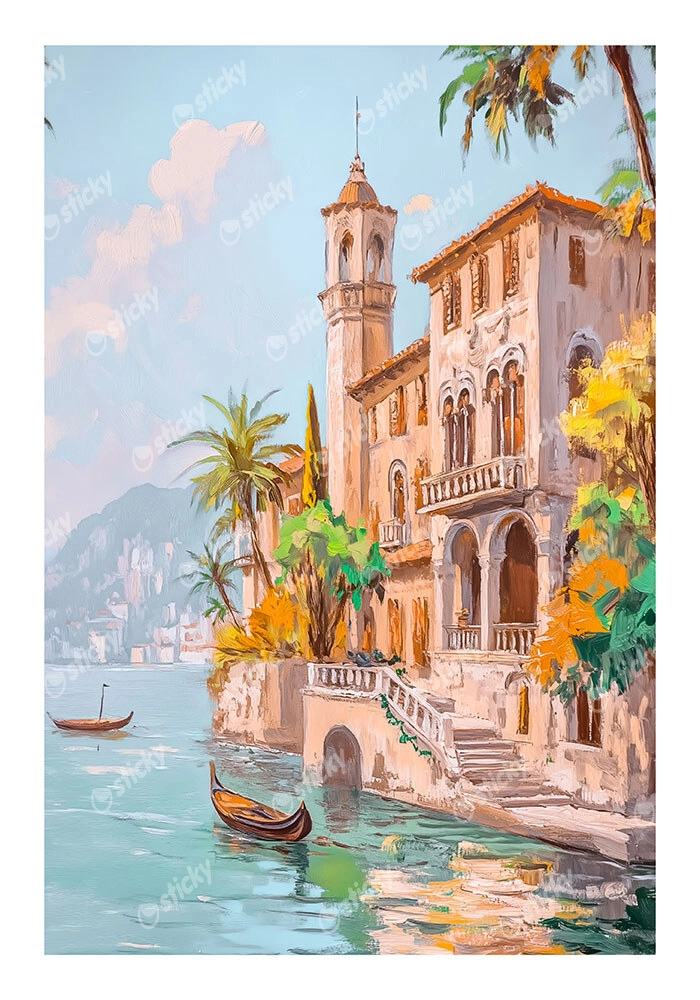 Poster VINTAGE PASTEL COASTAL HOUSE