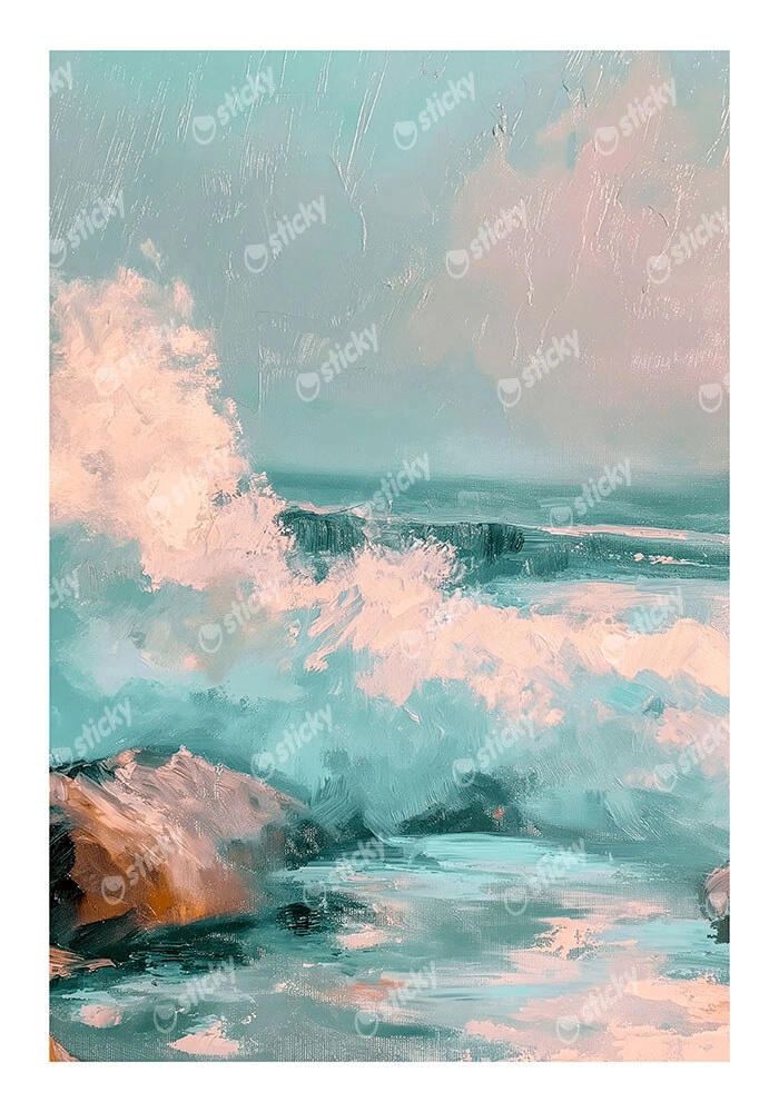 Poster VINTAGE PASTEL COASTAL WAVES 3