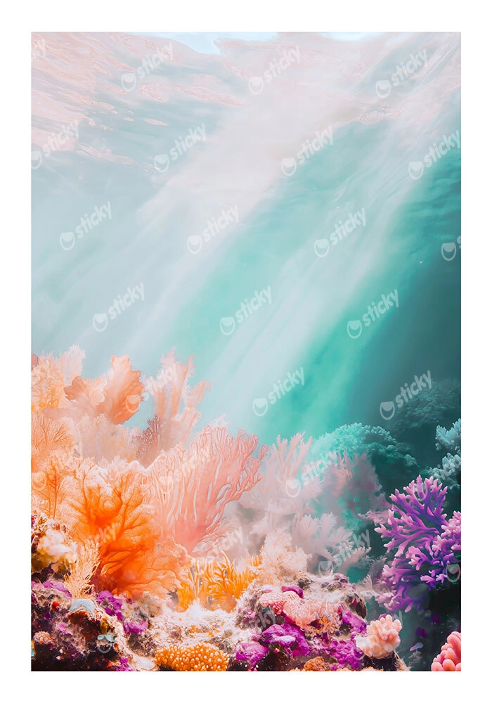 Poster VINTAGE PASTEL CORAL REEF 4