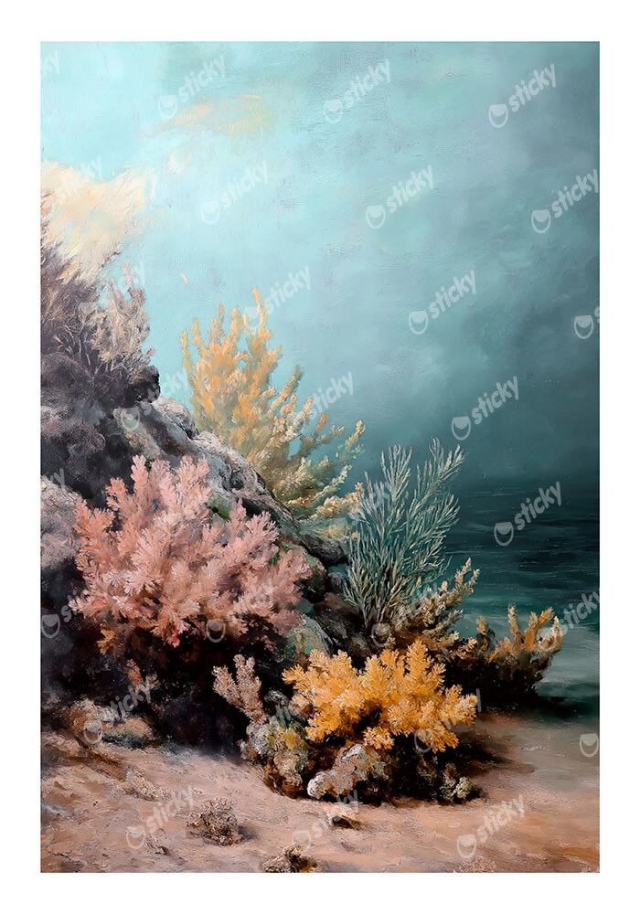 Poster VINTAGE PASTEL CORAL REEF
