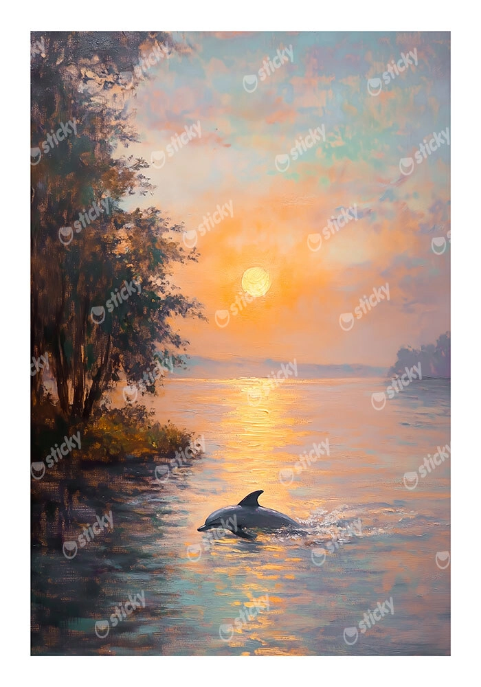Poster VINTAGE PASTEL DOLPHIN