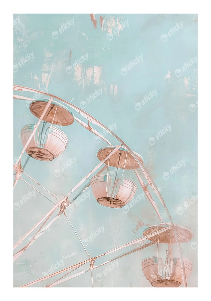Poster VINTAGE PASTEL FERRIS WHEEL