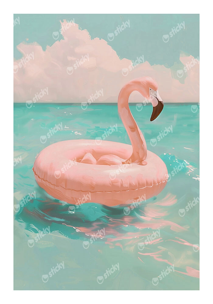 Poster VINTAGE PASTEL FLAMINGO