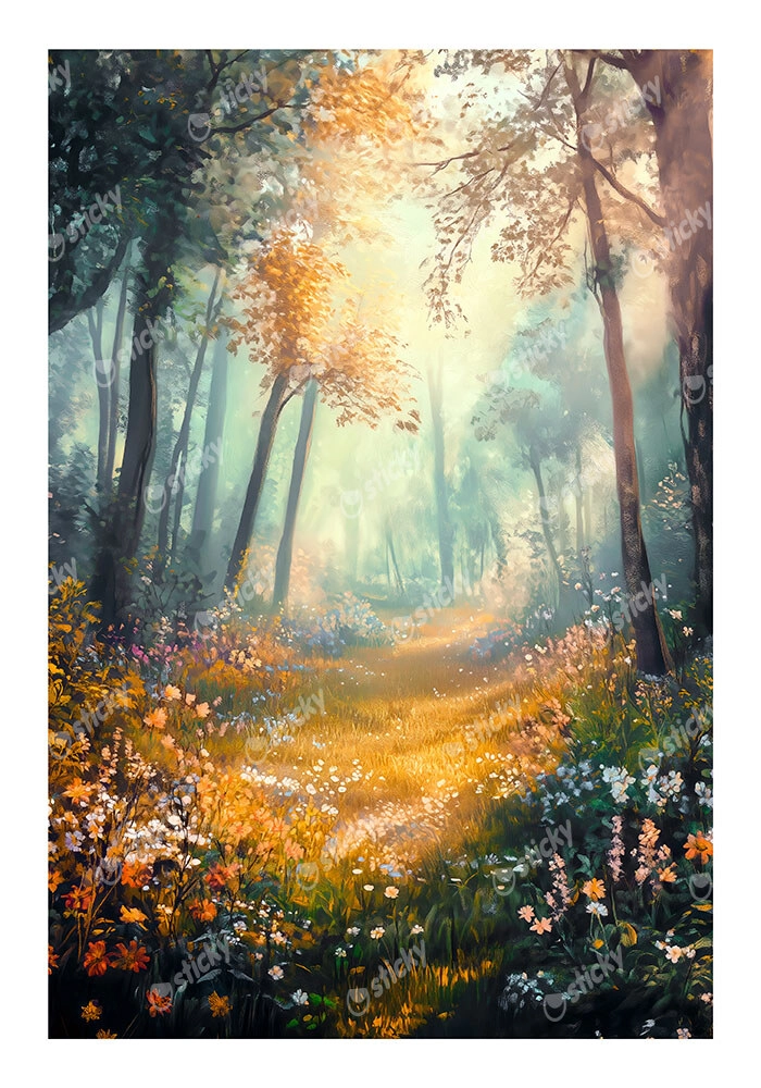 Poster VINTAGE PASTEL FOREST PATH 2