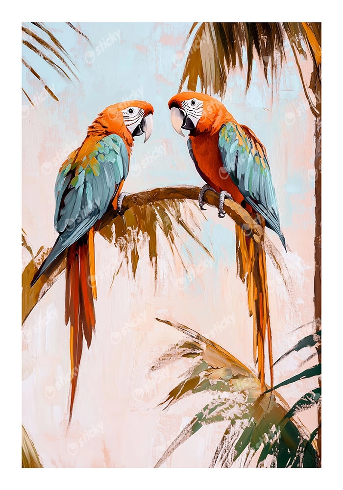 Poster VINTAGE PASTEL PARROTS 2