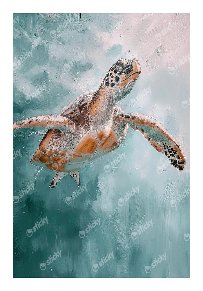 Poster VINTAGE PASTEL SEA TURTLE 2
