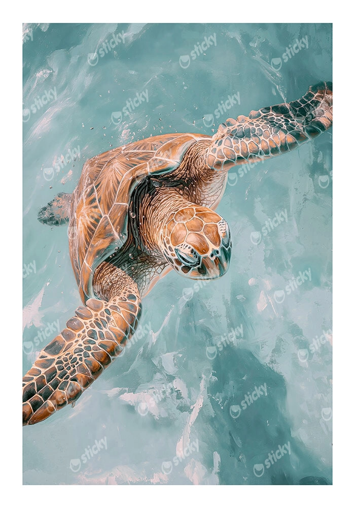 Poster VINTAGE PASTEL SEA TURTLE 3