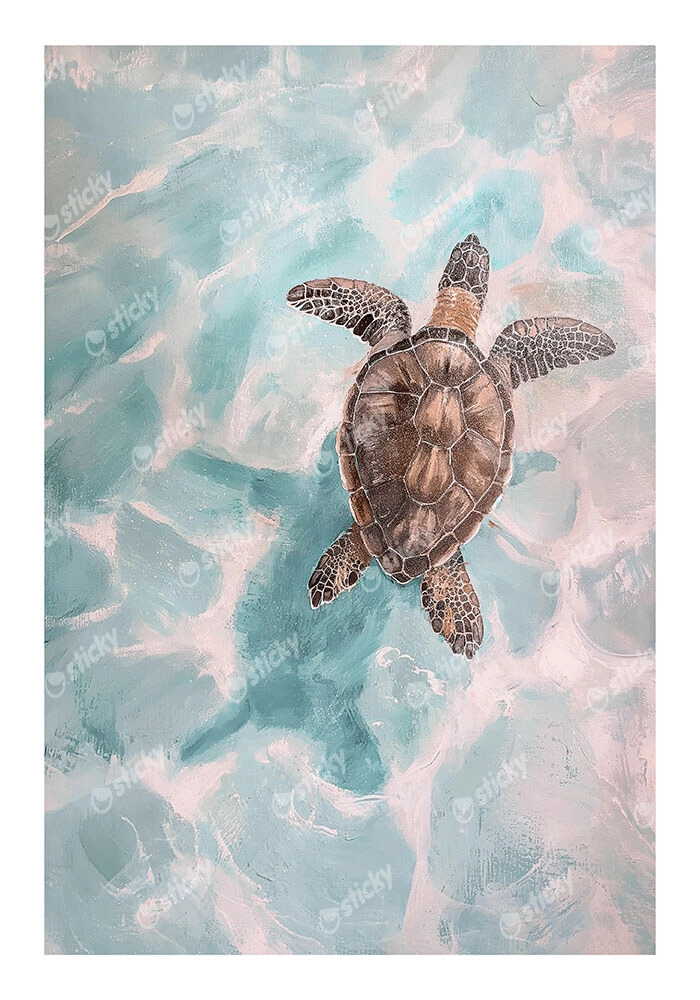 Poster VINTAGE PASTEL SEA TURTLE
