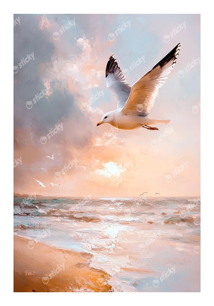 Poster VINTAGE PASTEL SEAGULL