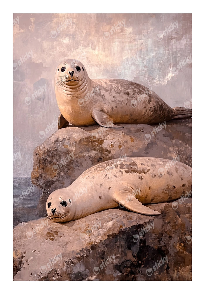 Poster VINTAGE PASTEL SEALS