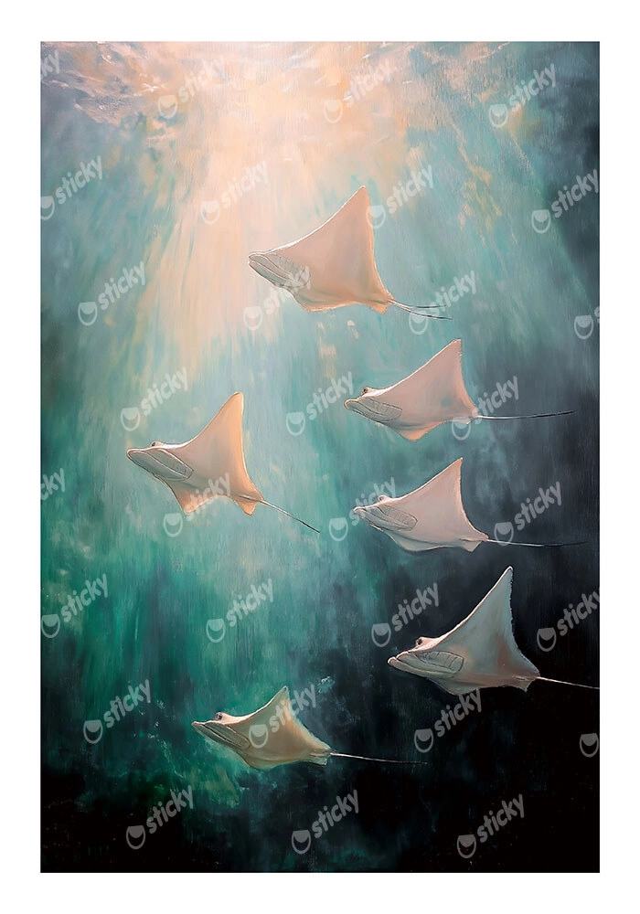 Poster VINTAGE PASTEL STINGRAYS