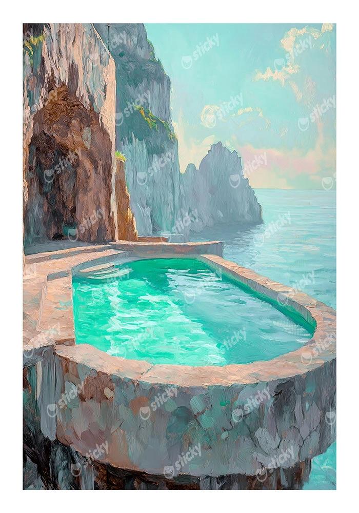 Poster VINTAGE PASTEL SWIMMING POOL