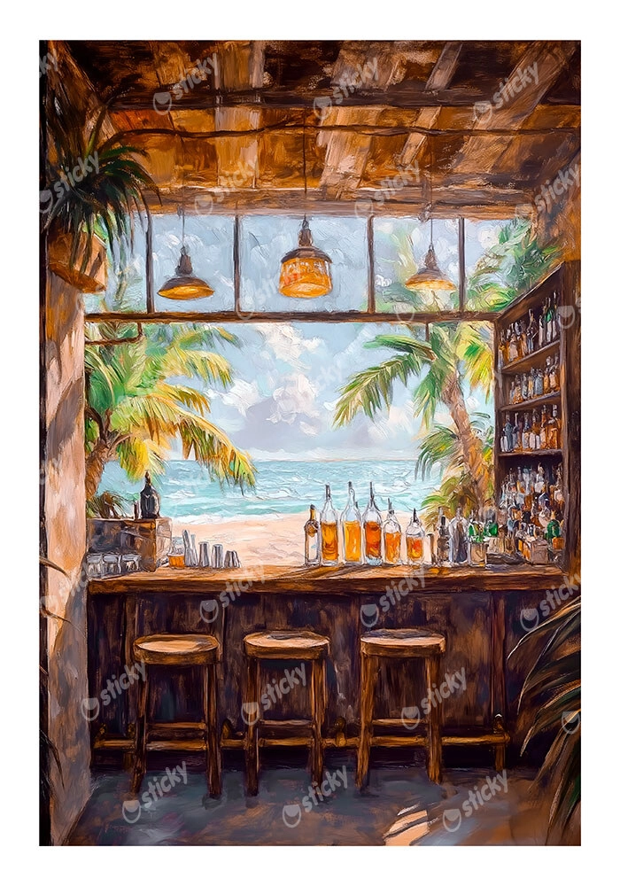 Poster VINTAGE PASTEL BEACH BAR 2