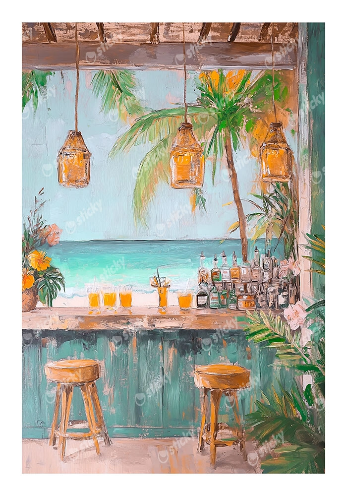 Poster VINTAGE PASTEL BEACH BAR 3