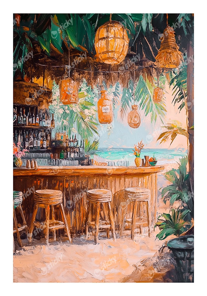 Poster VINTAGE PASTEL BEACH BAR