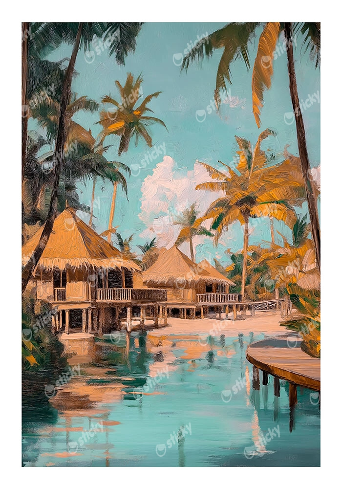 Poster VINTAGE PASTEL BEACH HOUSES