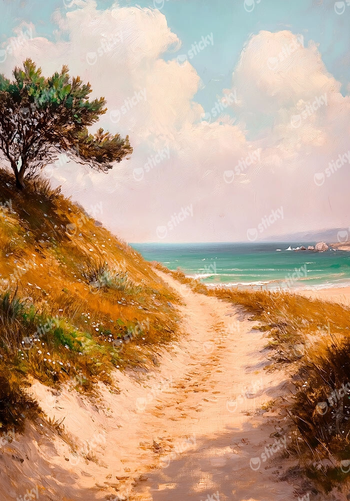 Πίνακας σε Καμβά VINTAGE PASTEL BEACH PATH 3