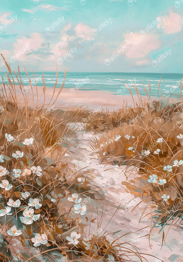 Πίνακας σε Καμβά VINTAGE PASTEL BEACH PATH 4
