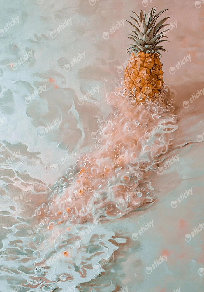 Πίνακας σε Καμβά VINTAGE PASTEL BEACH PINEAPPLE 2