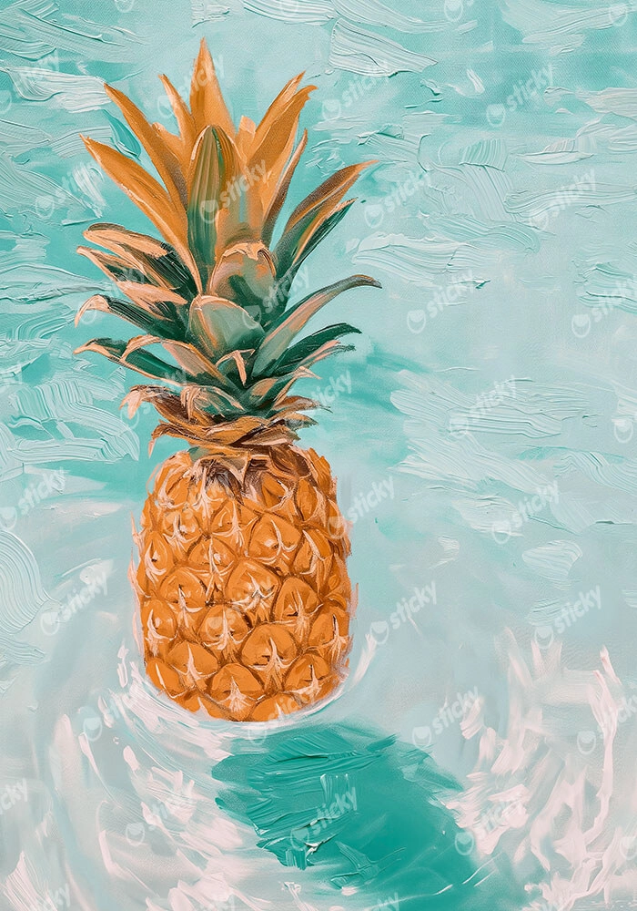 Πίνακας σε Καμβά VINTAGE PASTEL BEACH PINEAPPLE 3