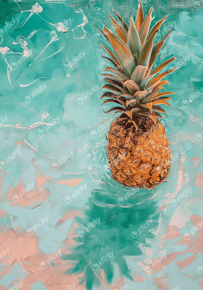 Πίνακας σε Καμβά VINTAGE PASTEL BEACH PINEAPPLE 4