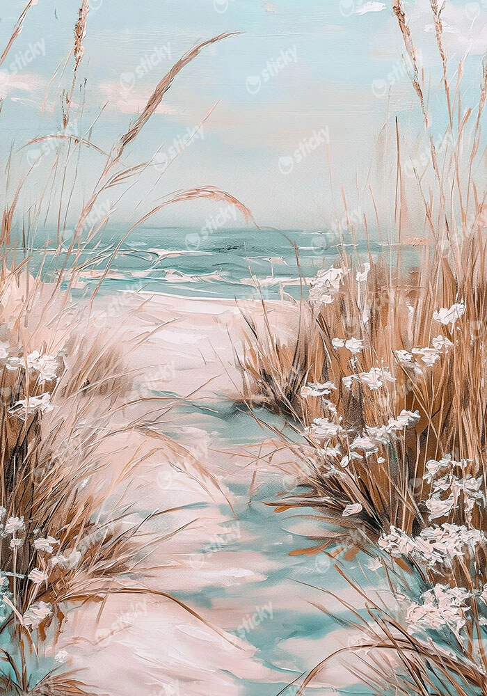 Πίνακας σε Καμβά VINTAGE PASTEL BEACH VIEW 3