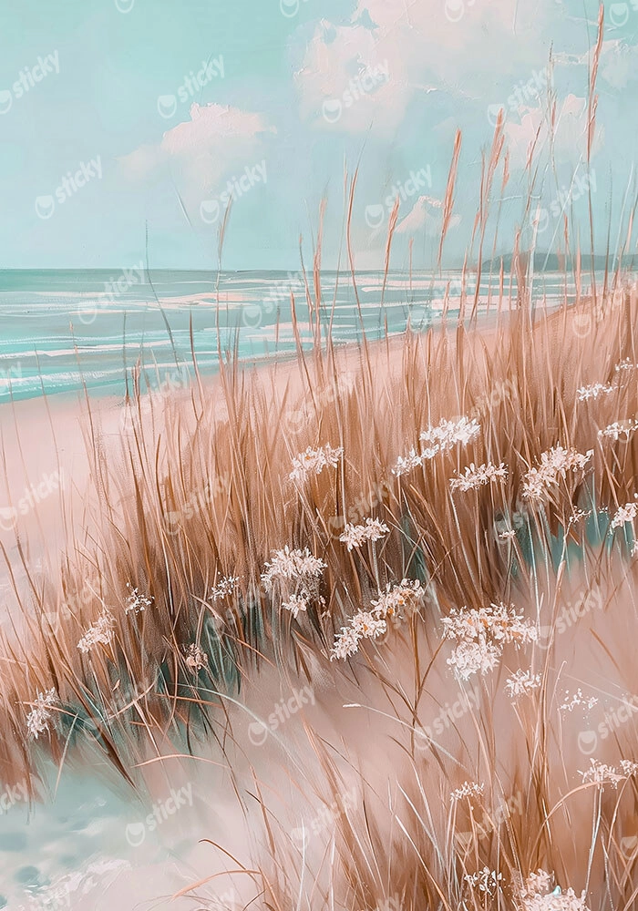 Πίνακας σε Καμβά VINTAGE PASTEL BEACH VIEW 5