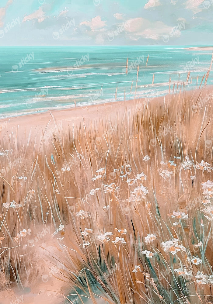Πίνακας σε Καμβά VINTAGE PASTEL BEACH VIEW 6