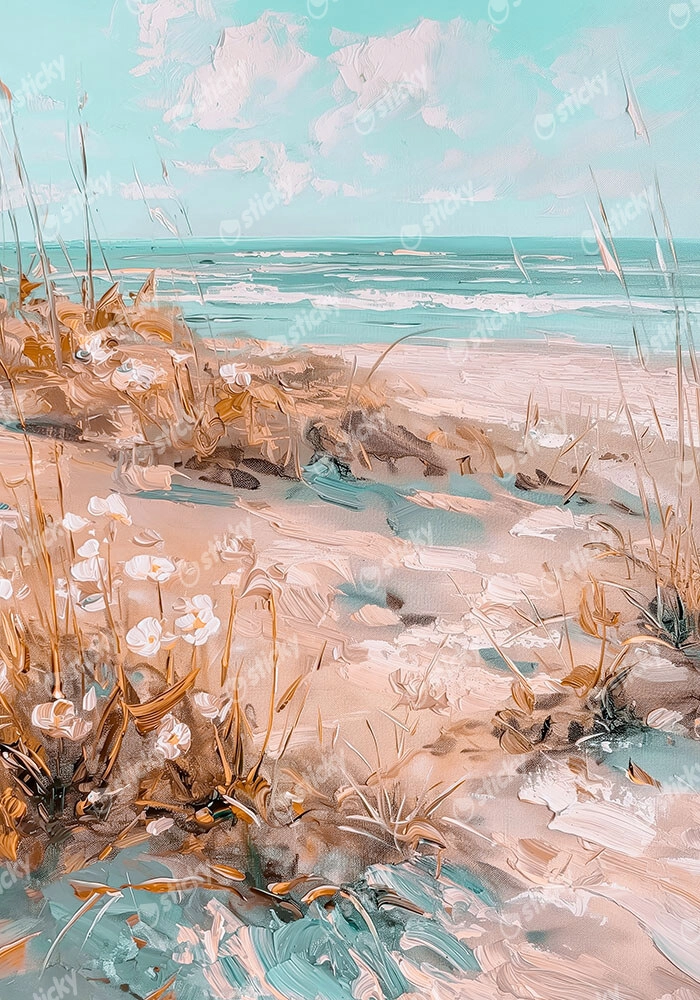 Πίνακας σε Καμβά VINTAGE PASTEL BEACH VIEW
