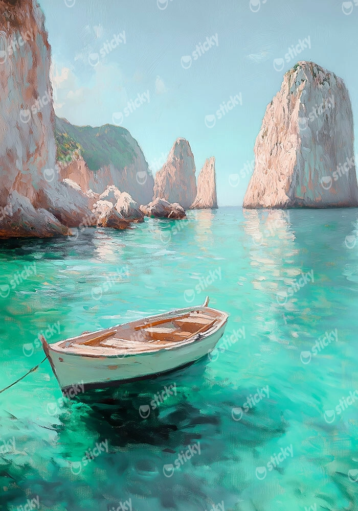 Πίνακας σε Καμβά VINTAGE PASTEL BOAT 2