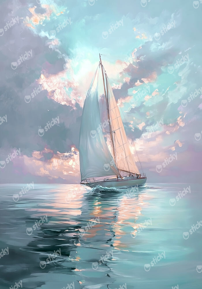 Πίνακας σε Καμβά VINTAGE PASTEL BOAT 4