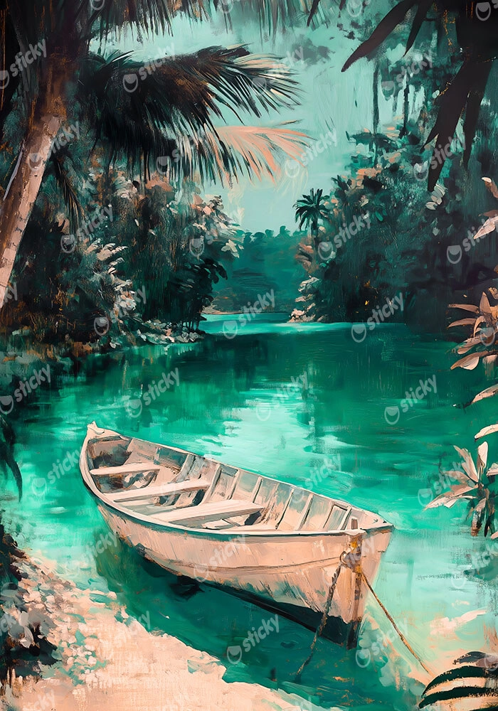 Πίνακας σε Καμβά VINTAGE PASTEL BOAT 6