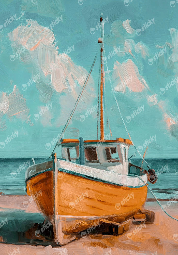 Πίνακας σε Καμβά VINTAGE PASTEL BOAT 8