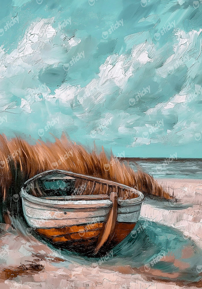Πίνακας σε Καμβά VINTAGE PASTEL BOAT 9