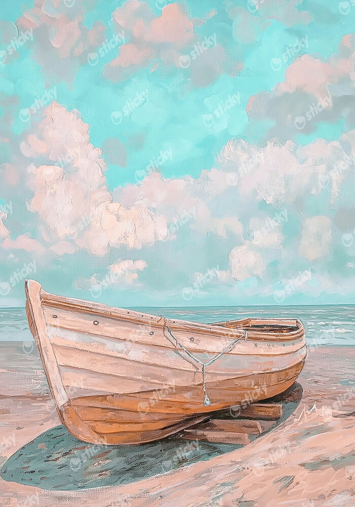 Πίνακας σε Καμβά VINTAGE PASTEL BOAT