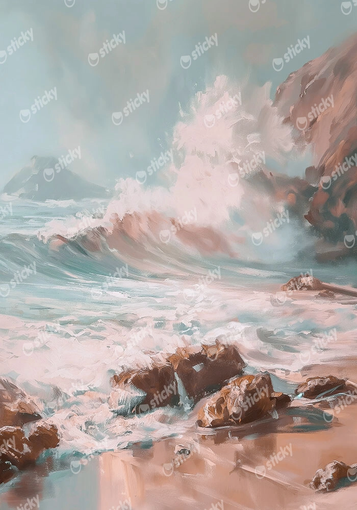 Πίνακας σε Καμβά VINTAGE PASTEL COASTAL WAVES