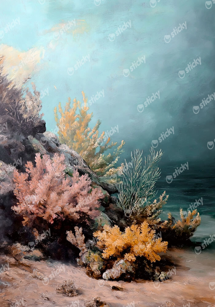 Πίνακας σε Καμβά VINTAGE PASTEL CORAL REEF