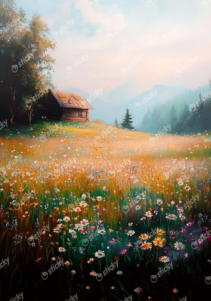 Πίνακας σε Καμβά VINTAGE PASTEL COUNTRYSIDE