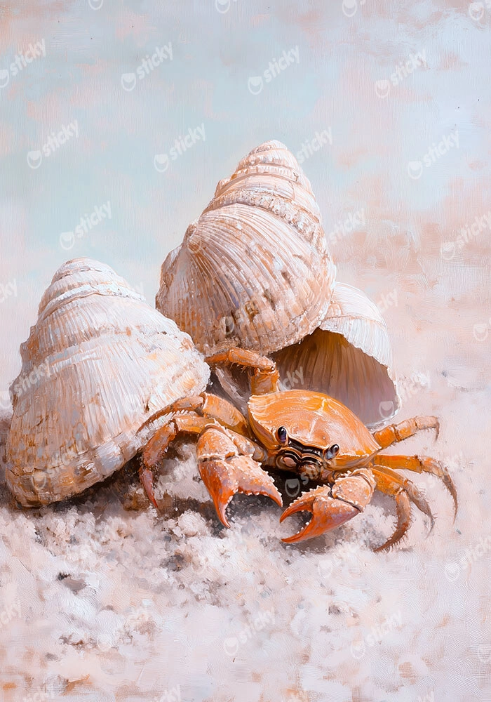 Πίνακας σε Καμβά VINTAGE PASTEL CRAB
