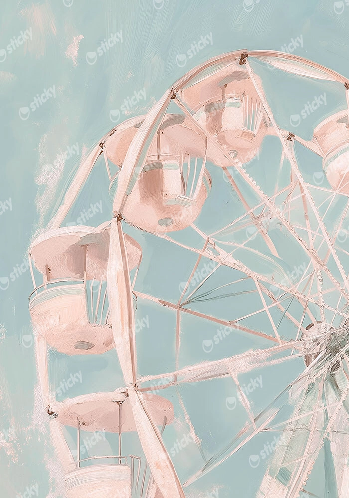 Πίνακας σε Καμβά VINTAGE PASTEL FERRIS WHEEL 2