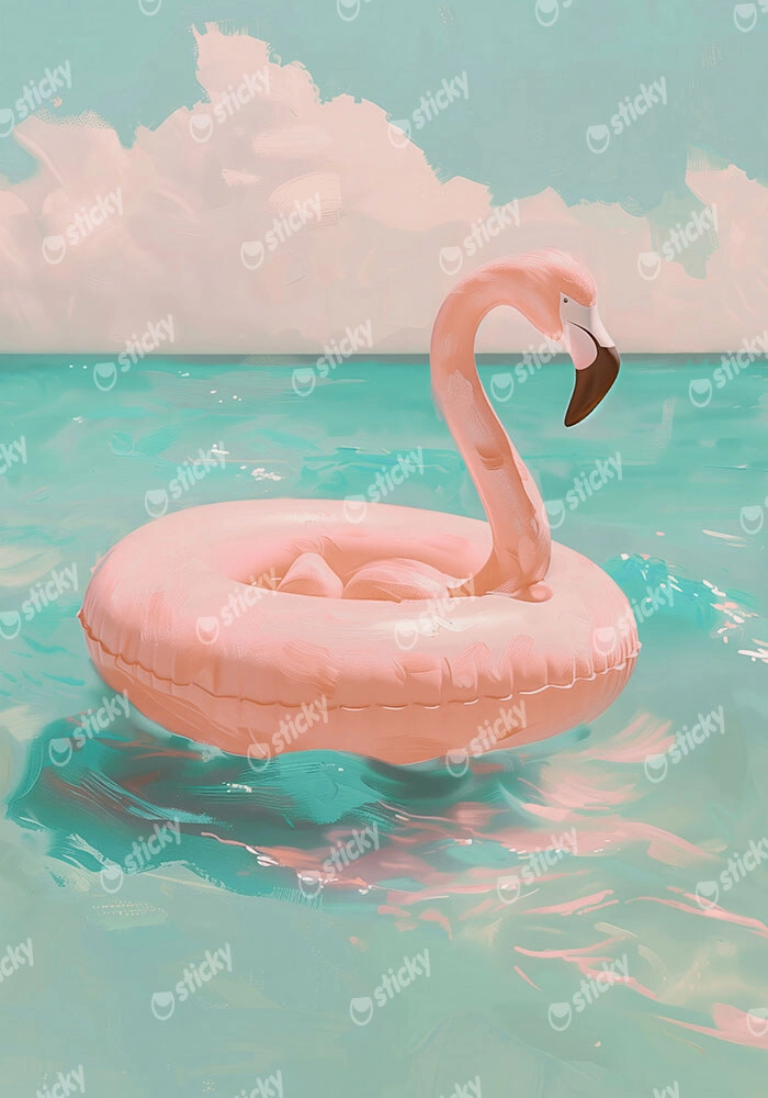 Πίνακας σε Καμβά VINTAGE PASTEL FLAMINGO