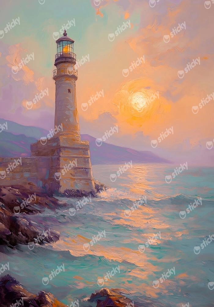 Πίνακας σε Καμβά VINTAGE PASTEL LIGHTHOUSE