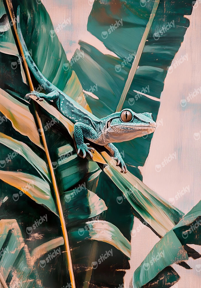 Πίνακας σε Καμβά VINTAGE PASTEL LIZARD