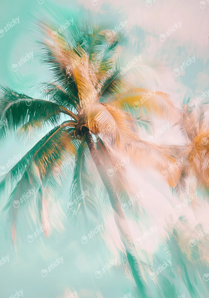 Πίνακας σε Καμβά VINTAGE PASTEL PALM TREE